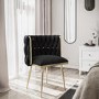 Black Woven Linen Accent Chair with Gold Legs - Malika