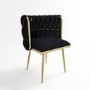 Black Woven Linen Accent Chair with Gold Legs - Malika