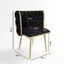 Black Woven Linen Accent Chair with Gold Legs - Malika