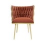 Orange Velvet Accent Chair with Gold Legs - Malika