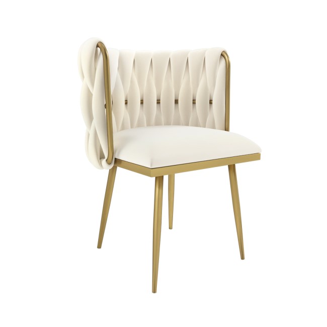 Cream Velvet Accent Chair with Gold Legs - Malika