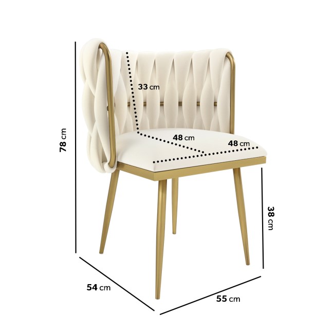 Cream Velvet Accent Chair with Gold Legs - Malika