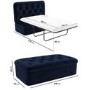 Single Footstool Sofa Bed with Mattress in Navy Velvet - Myles