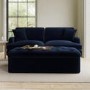 Single Footstool Sofa Bed with Mattress in Navy Velvet - Myles