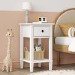 Kids White Wooden Bedside Table with Drawer and Shelf - Marlowe