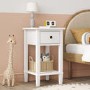 Kids White Wooden Bedside Table with Drawer and Shelf - Marlowe