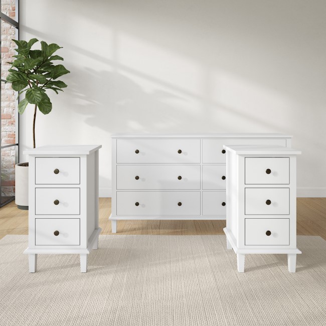 White 3 Piece Bedroom Furniture Set - Marlowe