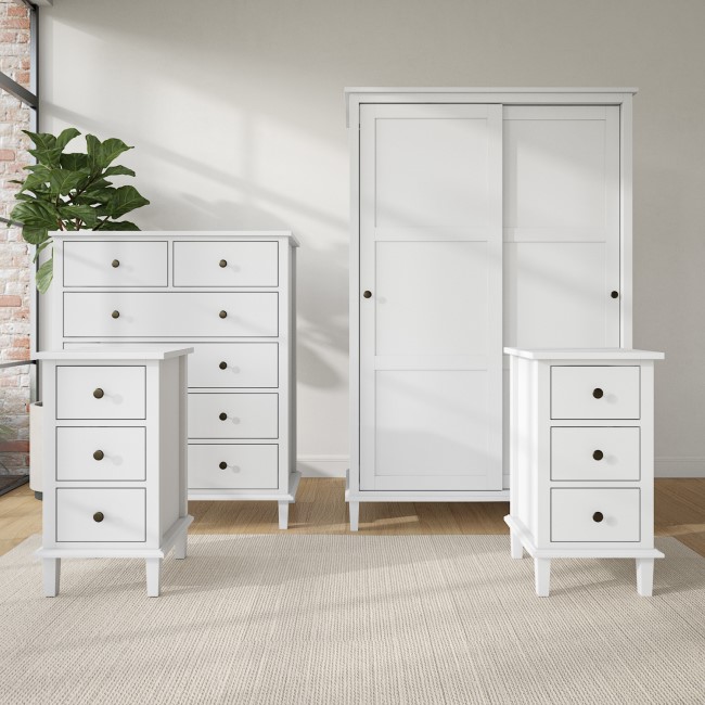 White 4 Piece Bedroom Furniture Set - Marlowe