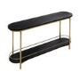 Large Black Wood and Gold Console Table with Storage Shelf - Myla