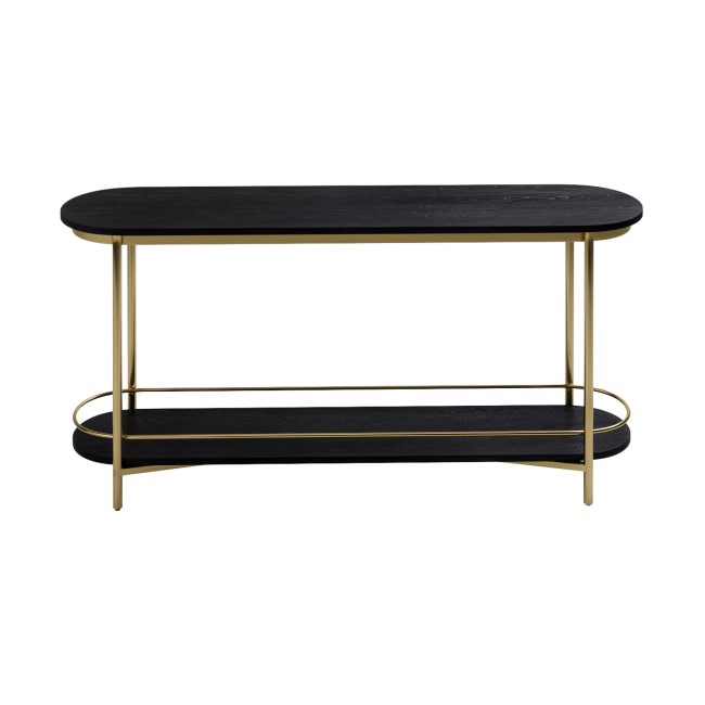 Large Black Wood and Gold Console Table with Storage Shelf - Myla