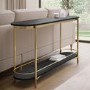 Large Black Wood and Gold Console Table with Storage Shelf - Myla