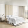 Upholstered Wall-Mounted Headboard Panels in Beige Velvet - Double - Neve