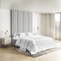 Upholstered Wall-Mounted Headboard Panels in Grey Velvet - King and Super King Size - Neve