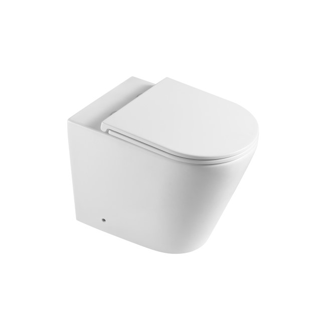 Matt White Back to Wall Rimless Toilet with Soft Close Seat - Newport