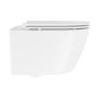 Matt White Wall Hung Rimless Toilet with Soft Close Seat, Brushed Brass Mechanical Flush Plate with 1160mm Frame & Cistern - Newport