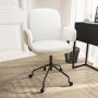 Walnut & Cream Boucle Office Leaning Desk and Chair Set - Nico