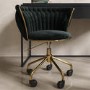 Walnut & Black Velvet Office Leaning Desk and Chair Set - Nico