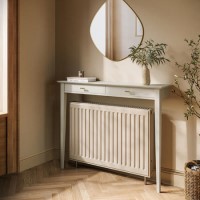 Small & Narrow Taupe Radiator Cover with Brass Handles - 115cm - Noa