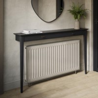 Large Black Radiator Cover Black With Brass Handles - 150cm - Noa