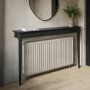 Large Black Radiator Cover Black With Brass Handles - 150cm - Noa