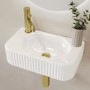 White Rectangular Fluted Wall Hung Basin 410mm - Oregon