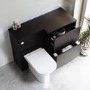 1100mm Black Right Hand Toilet and Sink Unit with Square Toilet and Chrome Fittings - Palma