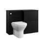 1100mm Black Right Hand Toilet and Sink Unit with Square Toilet and Chrome Fittings - Palma