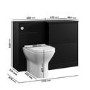 1100mm Black Right Hand Toilet and Sink Unit with Square Toilet and Chrome Fittings - Palma