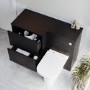 1100mm Black Left Hand Toilet and Sink Unit with Square Toilet and Chrome Fittings - Palma