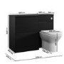 1100mm Black Left Hand Toilet and Sink Unit with Square Toilet and Chrome Fittings - Palma