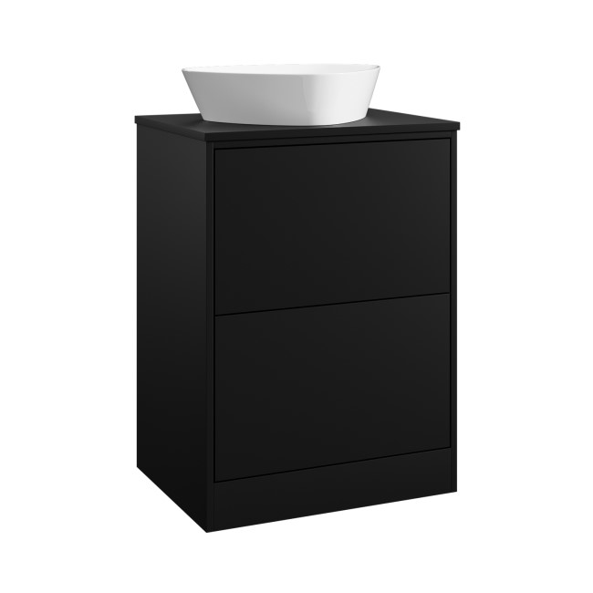 600mm Black Countertop Vanity Unit with Triangular Basin - Palma