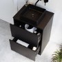 600mm Black Countertop Vanity Unit with Black Basin - Palma