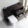 1100mm Black Right Hand Toilet and Sink Unit with Square Toilet and Black Fittings - Palma