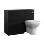 1100mm Black Left Hand Toilet and Sink Unit with Square Toilet and Brass Fittings - Palma