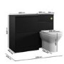 1100mm Black Left Hand Toilet and Sink Unit with Square Toilet and Brass Fittings - Palma