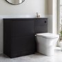 1100mm Black Left Hand Toilet and Sink Unit with Square Toilet and Black Fittings - Palma