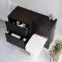 1100mm Black Left Hand Toilet and Sink Unit with Square Toilet and Black Fittings - Palma