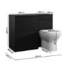 1100mm Black Left Hand Toilet and Sink Unit with Square Toilet and Black Fittings - Palma