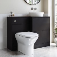 1100mm Black Right Hand Toilet and Sink Unit with Triangular Countertop Basin and Chrome Fittings - Palma