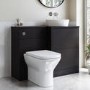 1100mm Black Right Hand Toilet and Sink Unit with Triangular Countertop Basin and Chrome Fittings - Palma