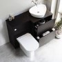 1100mm Black Right Hand Toilet and Sink Unit with Triangular Countertop Basin and Chrome Fittings - Palma