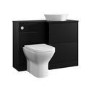 1100mm Black Right Hand Toilet and Sink Unit with Triangular Countertop Basin and Chrome Fittings - Palma