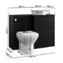 1100mm Black Right Hand Toilet and Sink Unit with Triangular Countertop Basin and Chrome Fittings - Palma