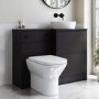 1100mm Black Right Hand Toilet and Sink Unit with Triangular Countertop Basin and Black Fittings - Palma