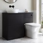 1100mm Black Left Hand Toilet and Sink Unit with Triangular Countertop Basin and Black Fittings - Palma