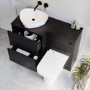 1100mm Black Left Hand Toilet and Sink Unit with Triangular Countertop Basin and Black Fittings - Palma