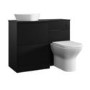 1100mm Black Left Hand Toilet and Sink Unit with Triangular Countertop Basin and Black Fittings - Palma