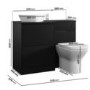 1100mm Black Left Hand Toilet and Sink Unit with Triangular Countertop Basin and Black Fittings - Palma