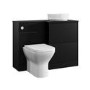 1100mm Black Right Hand Toilet and Sink Unit with Marble Countertop Basin and Chrome Fittings - Palma