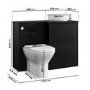 1100mm Black Right Hand Toilet and Sink Unit with Marble Countertop Basin and Chrome Fittings - Palma